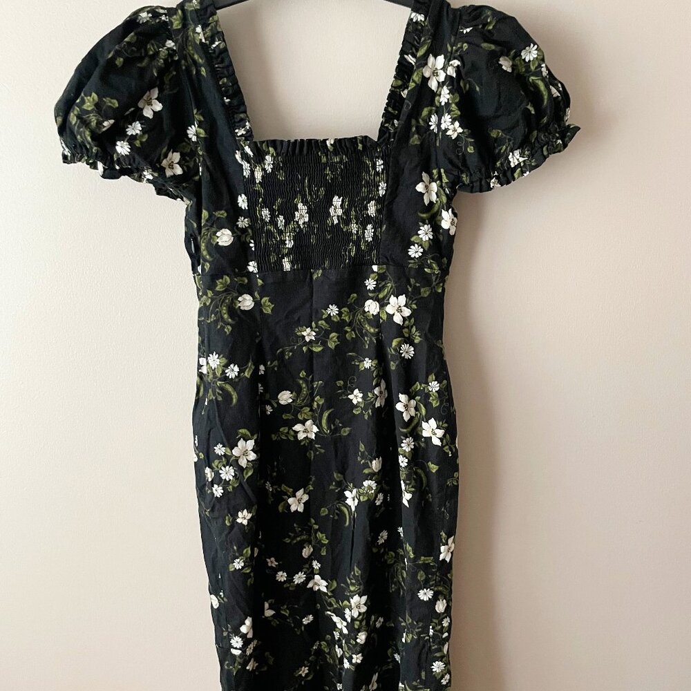Anthropologie Maeve Linen Blend Puff-Sleeve Sweetheart Midi Dress - Picture 5 of 9